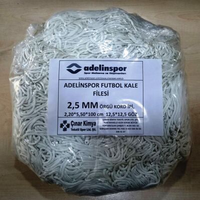 Adelinspor Futbol Kale Filesi 2,5 mm Kord İp 5,5*2,20*0,8 m - 1
